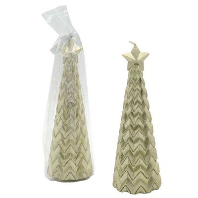 Candela albero champagne con stella 7x20,5cm 38609 NATALE LUCI E COLORI