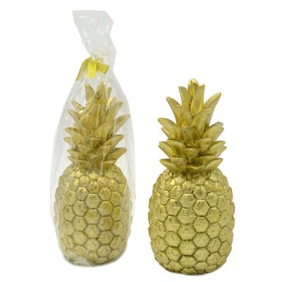 Coppia di candele oro forma di ananas 8x17cm 38610 NATALE LUCI E COLORI