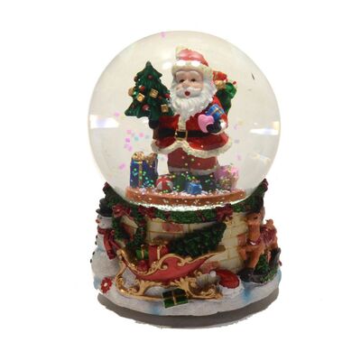 Carillon con palla di vetro e Babbo Natale con doni 10x14cm  38462
