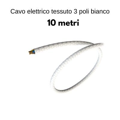 10 metri cavo elettrico tessuto bianco 3 poli  44251