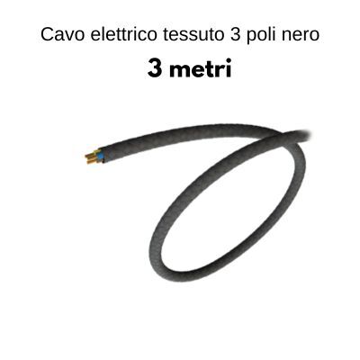 3 metri cavo elettrico tessuto nero 3 poli  44261