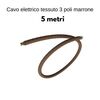 5 metri cavo elettrico tessuto marrone 3 poli  44259