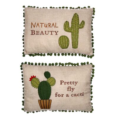 Quattro cuscini ecr&ugrave; con disegno di cactus 35x24cm 38770 COLORI E LUCI
