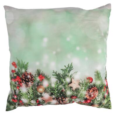 Coppia di cuscini decorativi a led con rami natalizi 39563 NATALE LUCI E COLORI