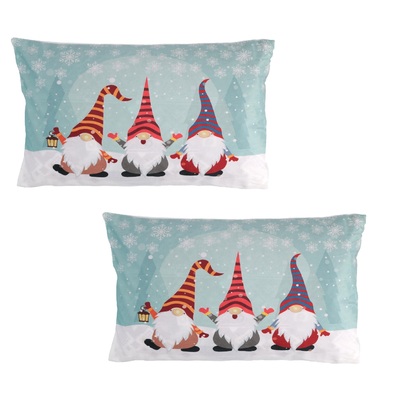 Due cuscini rettangolari decorativi con gnomi e led Natale 39565 NATALE LUCI E COLORI