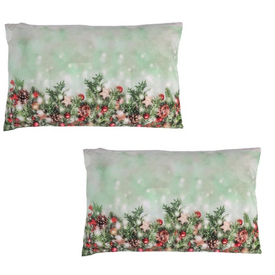 Due cuscini natalizi con luci a led e rami di albero verdi 50x30cm 39567 NATALE LUCI E COLORI