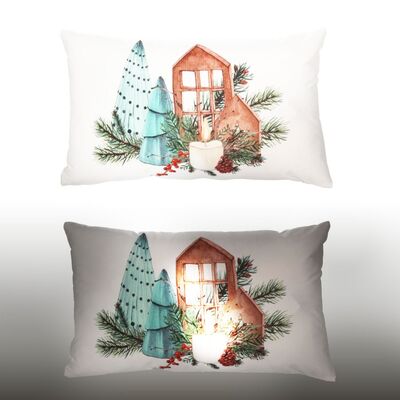 Coppia di cuscini con LED rettangolare natalizio 50x30cm 38540 NATALE LUCI E COLORI