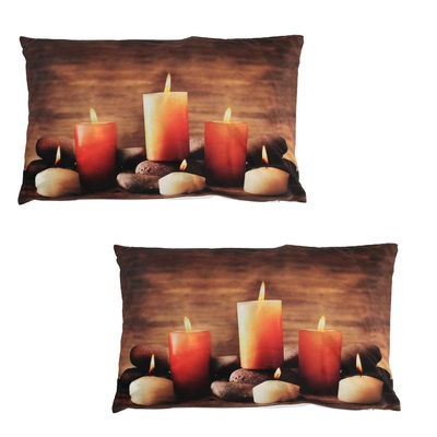 Coppia cuscini rettagolari natalizi 50x30cm candele led 39564 NATALE LUCI E COLORI