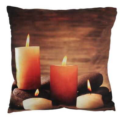 Coppia di cuscini con candele e luci a led quadrato 40x40cm 39560 NATALE LUCI E COLORI