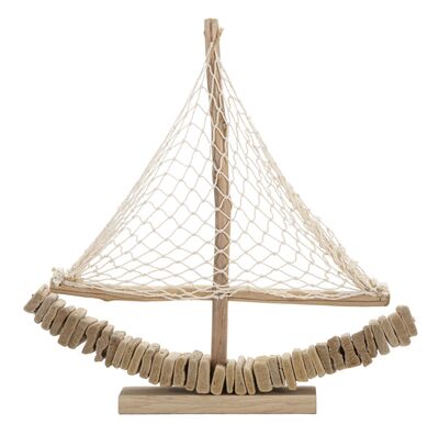 Barca decorativa in legno di pino e faggio naturale 45x45  41592