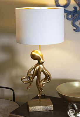 Polipo che si arrampica sulla grande lampada con base oro 30,5x64,5  41596