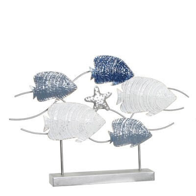 Soprammobile decorativo da tavolo pesci colorati stelle marine e onde 63x44 41339 COLORI E LUCI