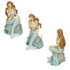 Particolare Soprammobile mare coppia di sirenette statuette su scoglio