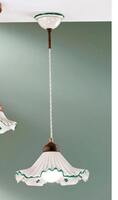 Lampadario ceramica ondulato decoro verde 30cm ANNA/SM/VER DUE P