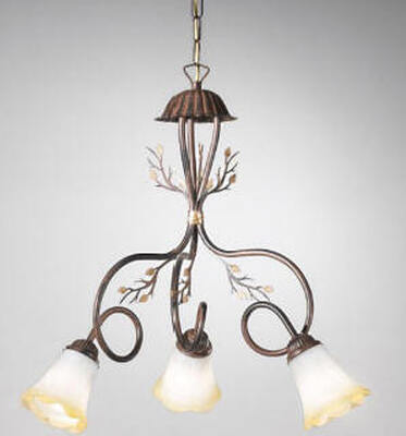 Lampadario 3 luci montatura ruggine stile classico ELENA S3 RUGGINE DUE P