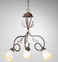 Lampadario 3 luci montatura ruggine stile classico ELENA S3 RUGGINE DUE P