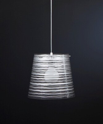 Lampadario piccolo a trapezio trasparente a righe argento d. 30 PIXI D30 ARGENTO CL204/33 EMPORIUM