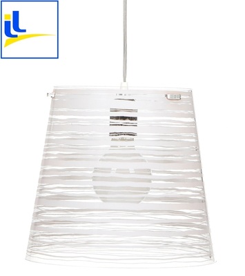 Lampadario leggero trasparente a trapezio righe bianche 42cm PIXI BIANCA D40 CL205/10 EMPORIUM