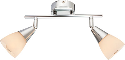 Asta con 2 luci a faretto orientabili punta cromo e vetro bianco 54919-2 LUCI MODERNE
