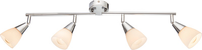 Lampadario 4 faretti montatura cromata vetro bianco e punta cromo 54919-4 LUCI MODERNE