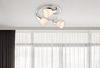 Plafoniera rotonda 3 luci a faretto orientabili vetro bianco punta cromo 54919-3 LUCI MODERNE