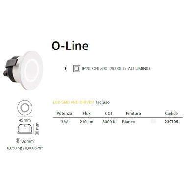 Faretto LED da incasso bianco - ultimo disponibile O-LINE-ROUND 239705 IDEAL LUX
