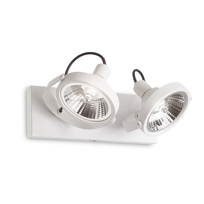 Plafoniera applique bianca 2 faretti a parabola per luce orientabile moderna design GLIM PL2 BIANCO