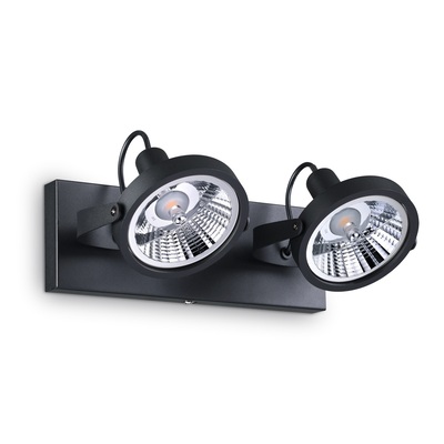 Barra 2 faretti neri a parabola per ambienti industrial e moderni design GLIM PL2 NERO IDEAL LUX