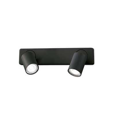 Plafoniera o applique a 2 faretti tondi neri RUDY AP2 ROUND NERO IDEAL LUX