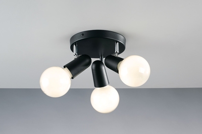Plafoniera 3 luci base rotonda nera 39651 LUCI MODERNE