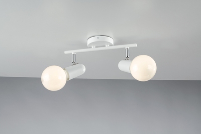 Asta 2 faretti orientabili metallo bianco e cromo 39646 LUCI MODERNE