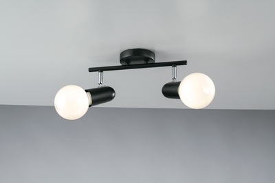 Plafoniera 2 faretti in metallo nero e cromato 39647 LUCI MODERNE