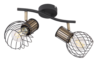 Applique o plafoniera 2 faretti E27 vintage orientabili nero opaco 54013-2 GLOBO LIGHTING