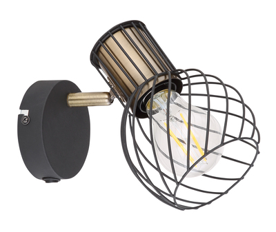 Faretto muro o soffitto nero e bronzo orientabile vintage griglia E27 54013-1 GLOBO LIGHTING
