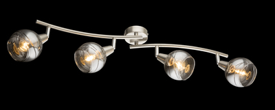 Asta 4 luci LED sostituibili orientabili vetro a faretto pallina fum&egrave; 54348-4 GLOBO LIGHTING