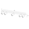 Misure Barra plafoniera applique lunga 82cm 5 faretti quadrati orientabili
