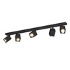 Particolare di Plafoniera 5 faretti neri design quadrato orientabili lunga 82 cm  45428