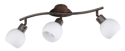 Binario 3 luci orientabili vetro a pallina base ruggine LED 38328 LUCI MODERNE