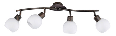 Asta 4 faretti ruggine vetro bianco con LED 38329 LUCI MODERNE