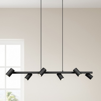 Lampadario a 6 faretti neri a sospensione direzionabili  43361