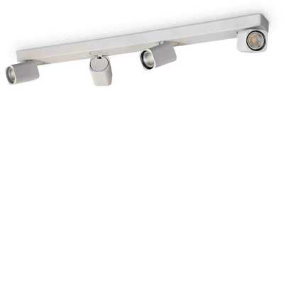 Faretti bianchi a parete o a soffitto design quadro su asta a 4 luci RUDY PL4 SQUARE BIANCO IDEAL LU
