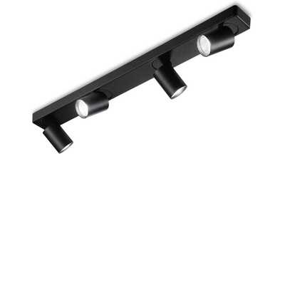 Plafoniera a soffitto o applique con 4 luci faretti tondi neri orientabili
