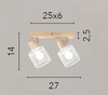Misure Plafoniera da soffitto o applique 2 faretti orientabile legno metallo bianco