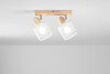 Dettaglio Plafoniera da soffitto o applique 2 faretti orientabile legno metallo bianco