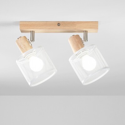Plafoniera da soffitto o applique 2 faretti orientabile legno metallo bianco Nordico e Japandi LUCI