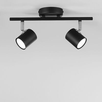 Asta 2 faretti spot nero opaco linea essenziale e luce flessibile  43998
