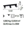 Misure 3 faretti orientabili parete design quadro