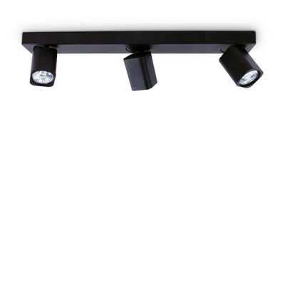 Faretti orientabili neri quadri a 3 luci su barra RUDY PL3 SQUARE NERO IDEAL LUX