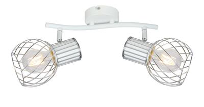 Lampada 2 faretti orientabili E27 bianchi e cromati 54014-2 GLOBO LIGHTING