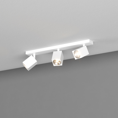 Plafoniera bianca 3 faretti quadrati orientabili GU10 poco ingombro 1230/3-BI KIBO TOP LIGHT